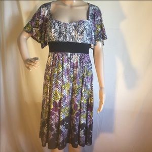 XoXo Mid Length Purple Black Pattern Dress